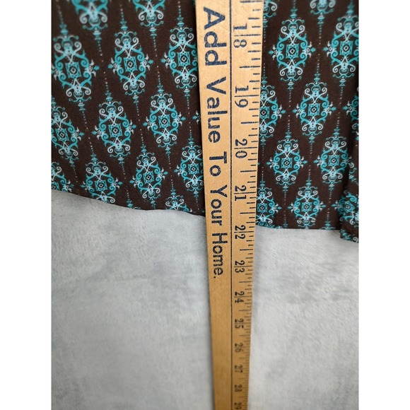 Rock & Roll Denim Kids Western Shirt S Brown Turquoise Diamond Print Snap Front - Picture 6 of 9